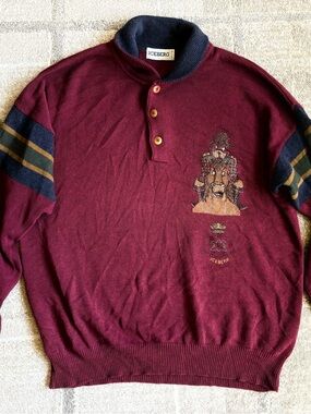 Vintage Iceberg History Horse And Dog With Crest 90s 100% Virgin Wool EUC Size 5